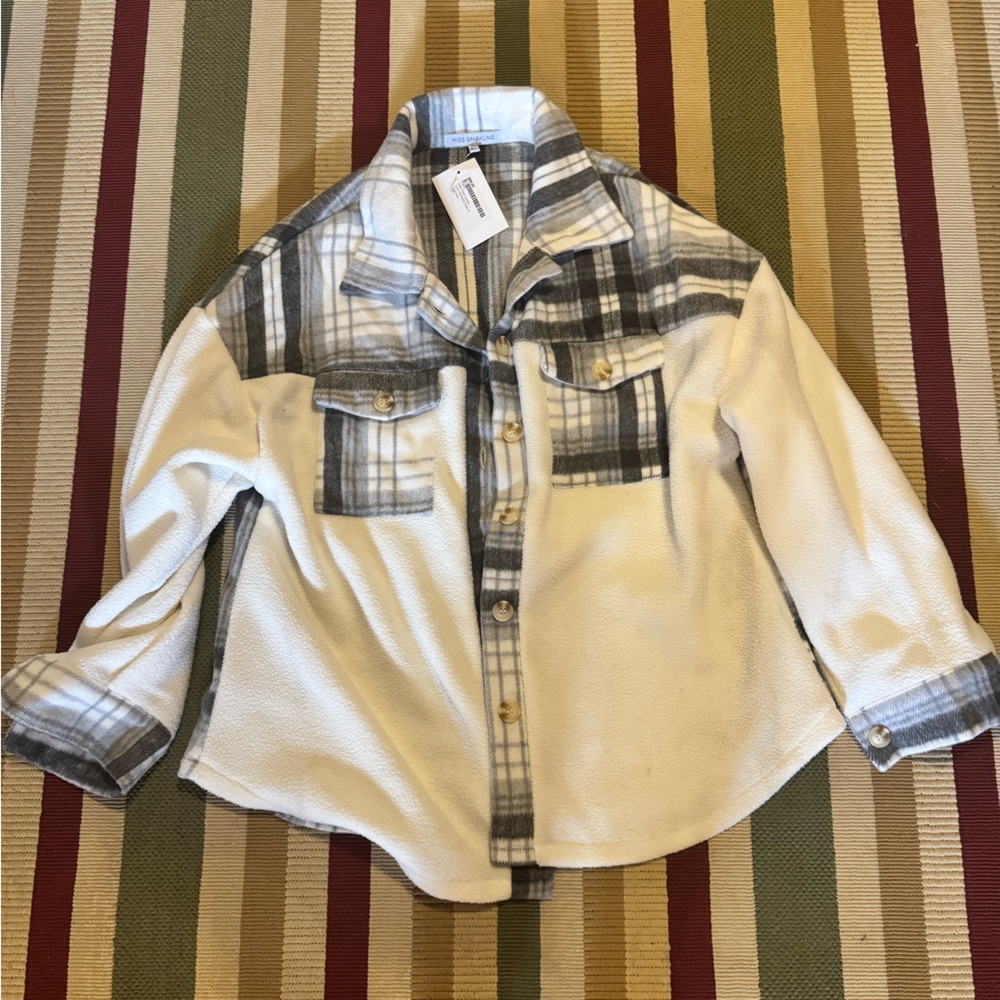 Plaid Women's Jacket - White and Gray